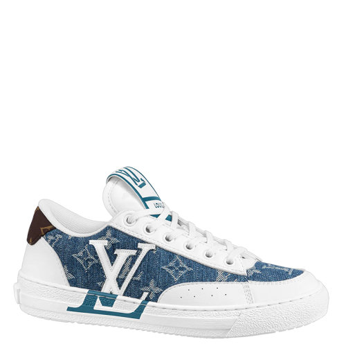 Louis Vuitton/路易威登 22年早春新款 CHARLIE系列 女士牛仔色和白色混合材質(zhì)LOGO圖案運(yùn)動(dòng)鞋1A9S46