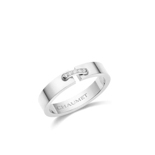Chaumet/尚美 經(jīng)典 ALLIANCE LIENS éVIDENCE系列 18k金白金鉆石結(jié)婚戒指 080315