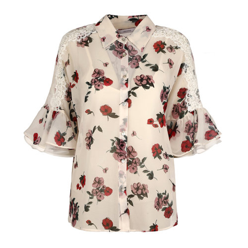 iBlues/依布魯斯時(shí)尚潮流女士襯衫女士雪紡衫女士短袖襯衫GETTI