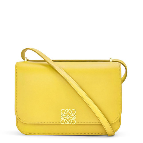 LOEWE/羅意威 20  Goya系列 女士黃色真絲小牛皮金屬徽標(biāo)磁扣單肩斜挎包0010594273
