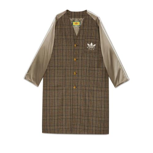  GUCCI古馳 22年秋冬 男士 adidas x Gucci聯(lián)名系列格紋羊毛大衣 710398 ZAKQ6 2387