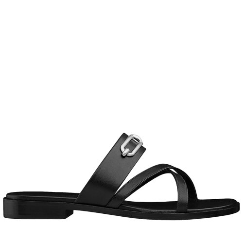 HERMES/愛馬仕女士黑色小牛皮克萊爾涼鞋H211040Z02360