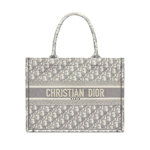  DIOR/迪奧  2020春夏新款BOOK TOTE系列 小號(hào)灰色帆布老花刺繡提紋手提托特包 M1296ZRIW_M932