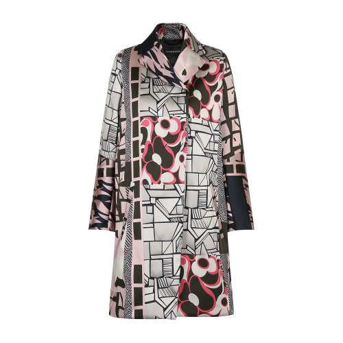 Emporio Armani/安普里奧阿瑪尼 混色 女士綢面花朵圖案大衣 4NL50T-42108-010 斷碼