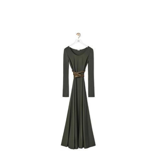  LOEWE羅意威 22年秋冬 女士 連衣裙 Belted midi dress in viscose S359Y09X76-1869