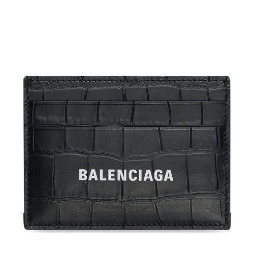Balenciaga/巴黎世家 22新款 女士黑色鱷魚(yú)紋壓紋牛皮革卡夾5943091ROP31000