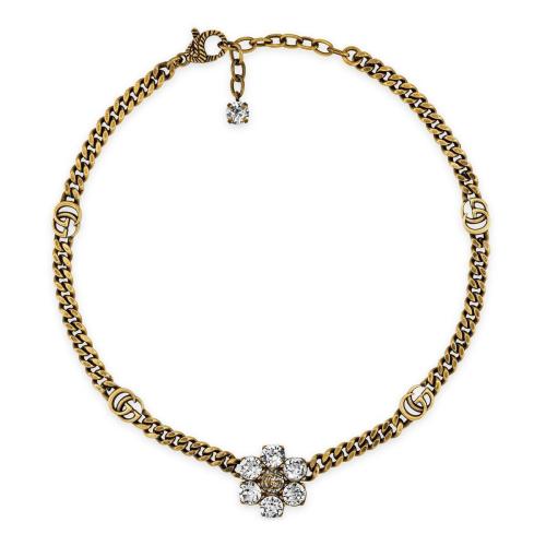  GUCCI古馳 22年秋冬 女士 水晶雙G項(xiàng)鏈 648633 J1D50 8062