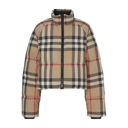 BURBERRY/博柏利      女士典藏米色格紋再生聚酯纖維短款羽絨服80459551