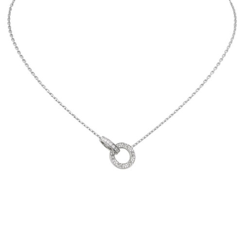 CARTIER/卡地亞 經(jīng)典LOVE 18K金白金鉆石項鏈 鑲嵌48顆鉆石 B7216300