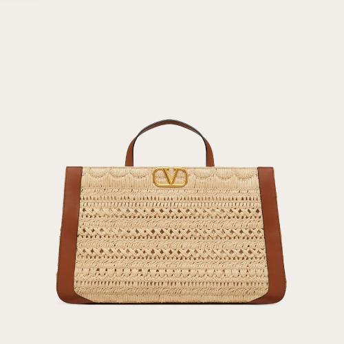  VALENTINO華倫天奴 22年秋冬 女士 手提包 SAC a MAIN VLOGO SIGNATURE EN RAPHIA BRODé 1W2B