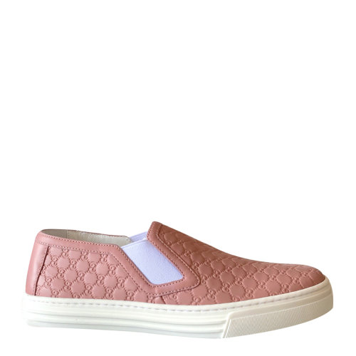 GUCCI/古馳 粉色 全皮印花一腳蹬 休閑鞋  ak