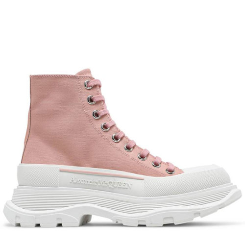 Alexander McQueen/亞歷山大麥昆  女鞋 女士粉色帆布時(shí)尚厚底系帶休閑運(yùn)動(dòng)鞋  611706W4LR19243