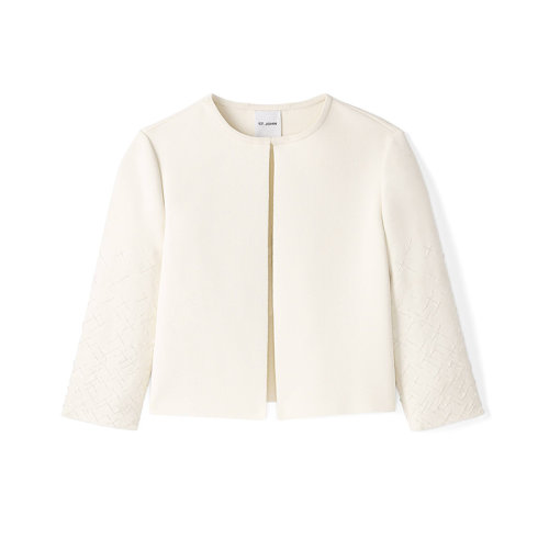 St.John/盛薔21早秋粘膠提花針織開(kāi)衫短款女士夾克K6230T2