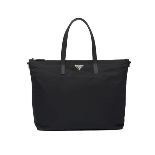 PRADA/普拉達 22新款 男士黑色尼龍配saffiano皮革拆卸調(diào)節(jié)肩帶琺瑯徽標(biāo)拉鏈開合手提肩背斜挎托特包2VG024_2DMH_F0002_V_XOO