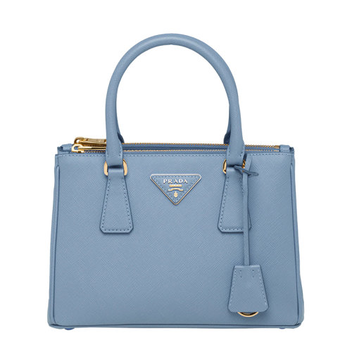 PRADA/普拉達(dá) Galleria系列 女士淺藍(lán)色Saffiano皮革附可拆卸調(diào)節(jié)皮革肩帶小號手提斜跨單肩包1BA896_NZV_F0076_V_OOO