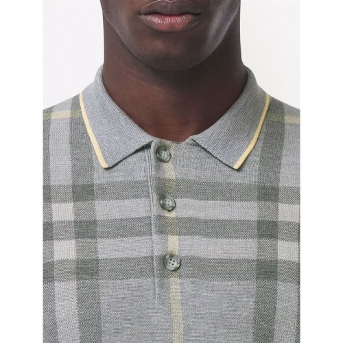  BURBERRY/博柏利 男士灰色棉質(zhì)短袖Polo衫 8049625 PLFSX