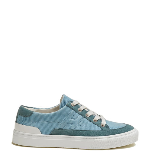 HERMES/愛馬仕 22年秋冬新款 Deep系列 女士松木藍色燈芯絨面料拼山羊絨面革運動鞋H222189Z6U360