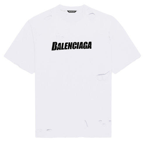 Balenciaga/巴黎世家      CAPS DESTROYED FLATGROUND系列 男女通用白色棉質(zhì)T恤651795TKVB89040