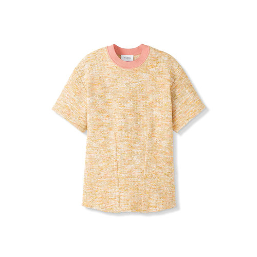 St.John/盛薔21早秋粗花呢針織圓領(lǐng)女士短袖T恤K914031