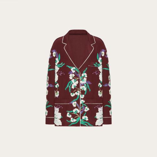  VALENTINO華倫天奴 22年秋冬 女士 長(zhǎng)袖襯衫 CHEMISE FACON PYJAMA EN CREPE DE CHINE BRODéE
