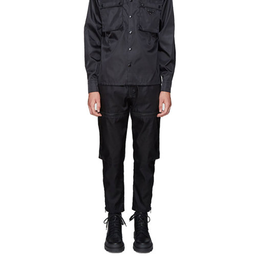 PRADA/普拉達  男褲 男士 黑色尼龍時尚休閑褲 SPH08-I18-F0002