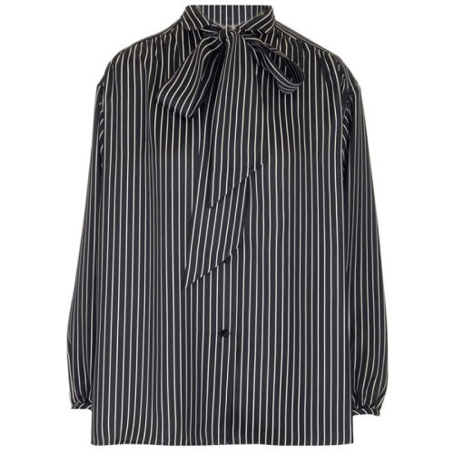 Balenciaga/巴黎世家  經(jīng)典logo徽標(biāo) 女士黑色條紋長(zhǎng)袖襯衫 602014TGO221070