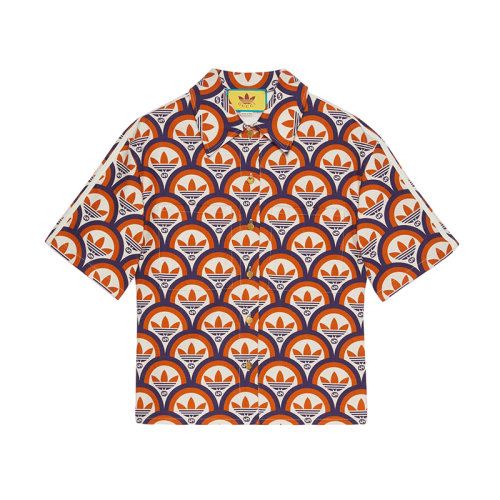 GUCCI/古馳 22年秋冬新款 adidas聯(lián)名系列 女士多色純棉老花圖案短袖襯衫?703002ZAJVC7471