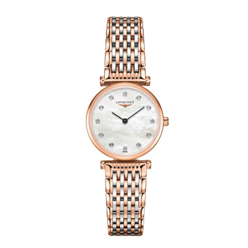 LONGINES/浪琴 嘉嵐系列 石英表玫瑰金白珍珠貝母鑲嵌鉆石粉紅PVD女表24毫米L4.209.1.97.7