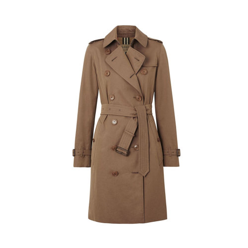 BURBERRY/博柏利 女士棕色棉質(zhì)中長款風衣 8010043
