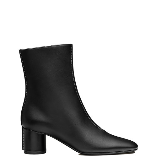 HERMES/愛(ài)馬仕 22年春夏新款 女士黑色小牛皮革對(duì)比色縫線粗跟踝靴短靴H212043Z02360