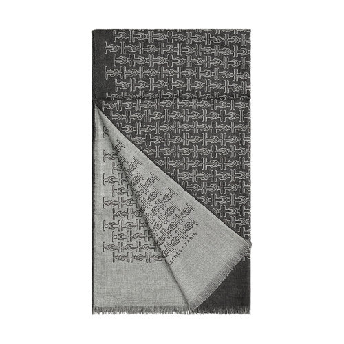 HERMES/愛(ài)馬仕 22年早春新款 H Marin系列 男士灰色/灰黑色羊絨真絲混紡雙面圍巾H706229T02