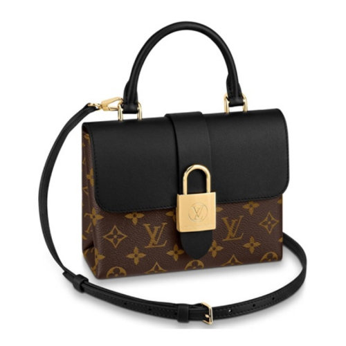 Louis Vuitton|路易威登 Locky BB 經(jīng)典老花 鎖扣 手提單肩斜挎包 女款 黑色