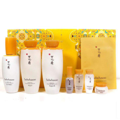 Sulwhasoo/雪花秀滋瑩精華水乳三件套(水125ml乳125ml精華露90ml贈品水15ml乳15ml精華露8ml面霜5ml面膜1片）