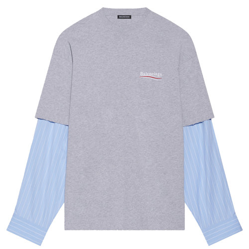 Balenciaga/巴黎世家  男女同款灰色復古針織分層運動長袖T恤671401TKVJ11379