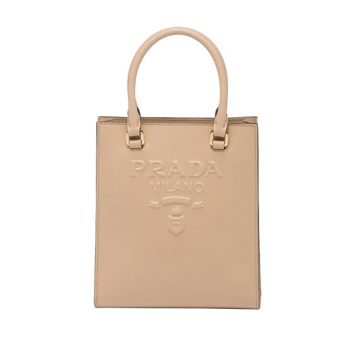 PRADA/普拉達(dá) 22新款 女士小號(hào)砂米黃saffiano皮革琺瑯徽標(biāo)拆卸織物肩帶單肩手提斜挎包1BA333_NZV_F0036_V_N2A