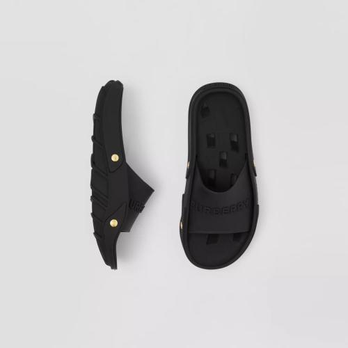  BURBERRY 22年秋冬 女士 徽標(biāo)拼裁片裝飾拖鞋 80568051