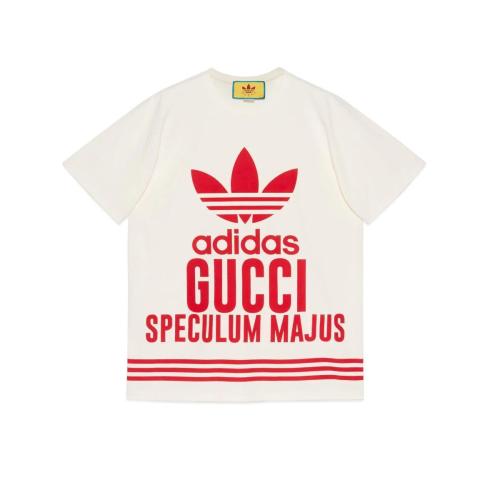  GUCCI古馳 22年秋冬 女士 adidas x Gucci聯(lián)名系列棉質(zhì)T恤 717422 XJEXI 9095