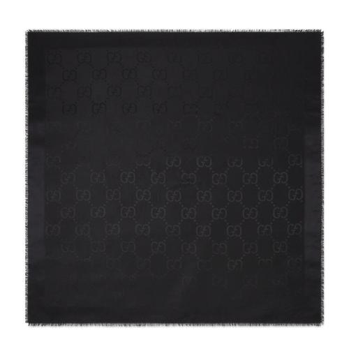  GUCCI古馳 22年秋冬 女士 GG提花真絲羊毛混紡披肩 663671 3GC43 1000