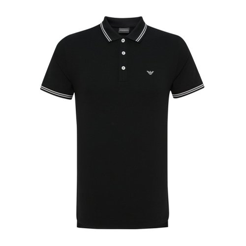 Emporio Armani/安普里奧阿瑪尼 時尚鷹標(biāo)條紋拼接黑色男士短POLO 8N1F30_1JPTZ_0999