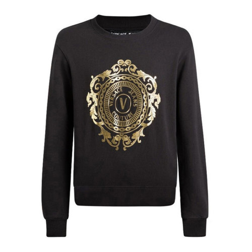 VERSACE JEANS/范思哲牛仔 男士黑色棉質(zhì)經(jīng)典字母徽標(biāo)巴洛克印花裝飾圓領(lǐng)長(zhǎng)袖上衣衛(wèi)衣運(yùn)動(dòng)衫套頭衫 B7GWA73F-30453-K42