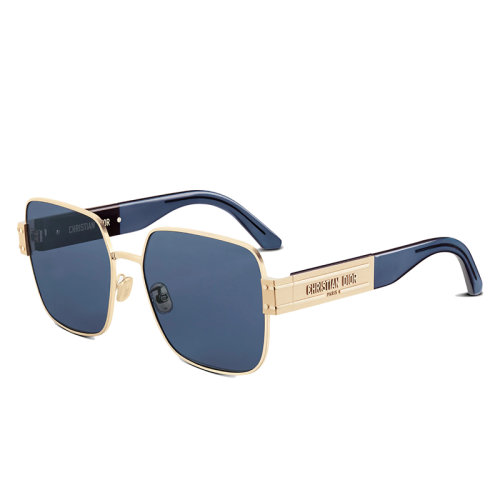 DIOR/迪奧 22年春夏新款 女士藍色鏡片金色金屬和透明醋酸纖維鏡框方形太陽鏡DSGTS4UXR_B0B0