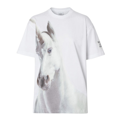 BURBERRY/博柏利女裝 服飾 時(shí)尚寬松  棉質(zhì)獨(dú)角獸印花半袖 女士短袖T恤 8017352