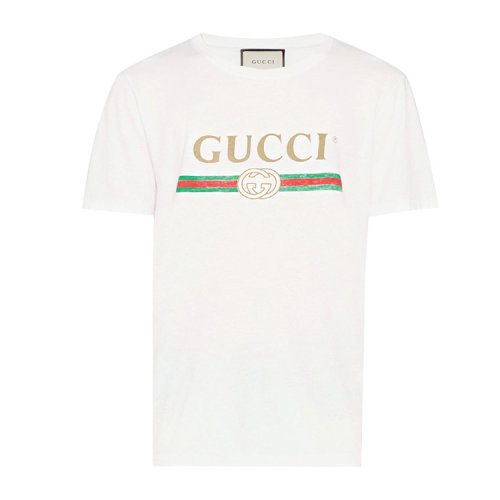 GUCCI/古馳 Gucci標(biāo)識(shí)印花超大造型 男士短袖T恤440103 X3F05