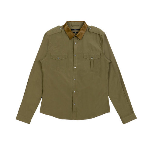 GUCCI/古馳 男士墨綠色棉質(zhì)長(zhǎng)袖上衣襯衣襯衫 363954-Z3858-2984