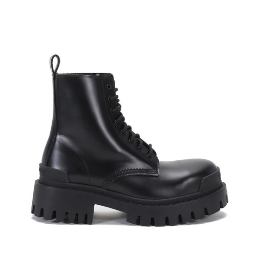 Balenciaga/巴黎世家 女士牛皮革Strike Lace-Up系帶厚底靴子短靴 590974 WA960