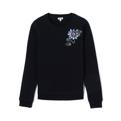 KENZO/高田賢三  凱卓女裝 時尚百搭 圓領 女士黑色棉質針織衫/毛衣 F962SW806962.99 HKY012345C