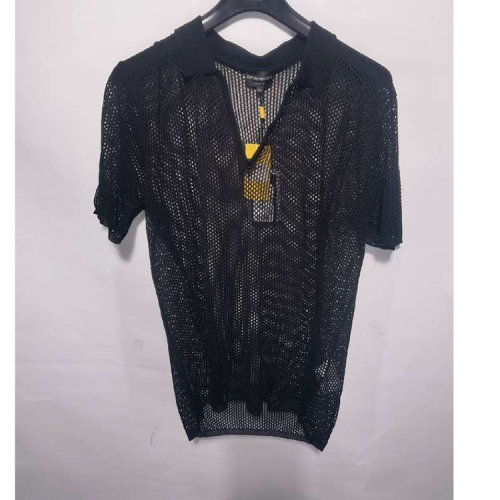 Emporio Armani/安普里奧阿瑪尼 黑色男士網(wǎng)狀短袖T恤