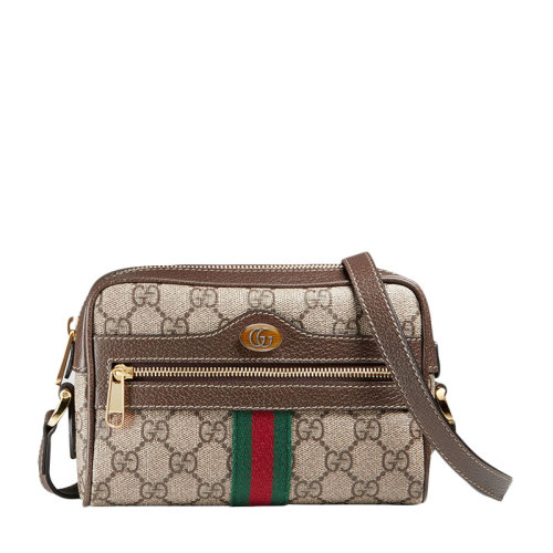 GUCCI/古馳  Ophidia系列女士米色帆布經(jīng)典老花迷你腰包單肩包斜挎包女包 517350-96IWS-8745（99新未使用）
