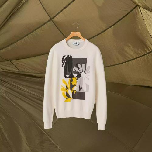  HERMES愛馬仕 22年秋冬 男士 長袖襯衫 Pull col rond cachemire ??Puzzle Floral?? H2570