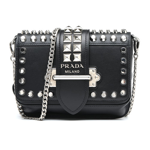PRADA/普拉達潮流鉚釘牛皮革女包女士單肩包腰包1BL0042BB0